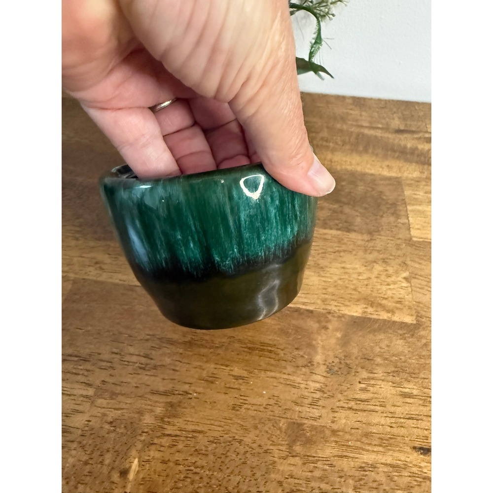 Blue Mountain Pottery Square Rim Bowl Green Black Drip Glaze MCM Canada Vintage - Picture 7 of 7